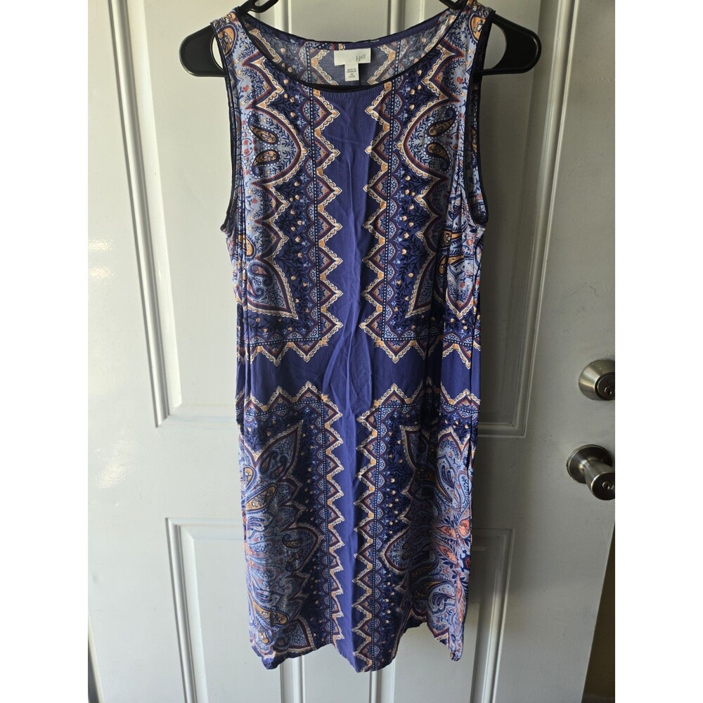 J. Jill Majestic Blue Paisley Sleeveless Midi Dress Size Extra Small Petite